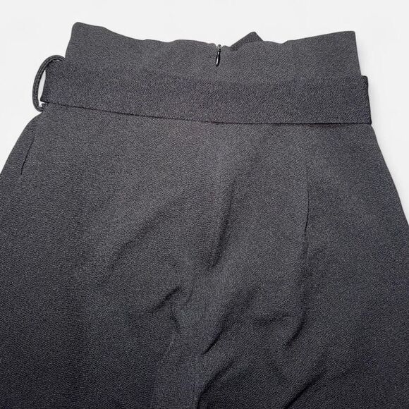 Black Paper Bag High-Waisted Ankle Trouser Dress Pants - Picture 8 of 8